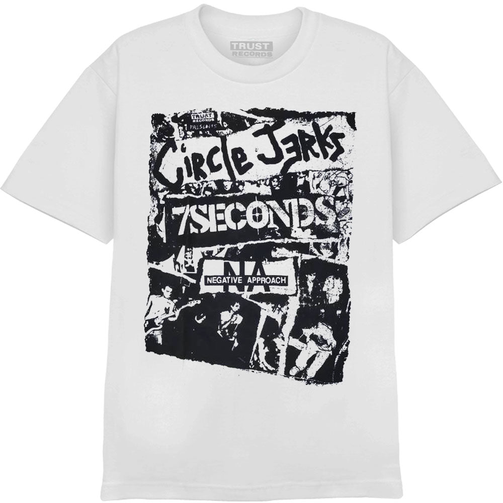 Circle Jerks/7Seconds/Negative Approach Flyer White T-Shirt