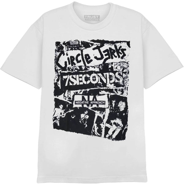 Circle Jerks/7Seconds/Negative Approach Flyer White T-Shirt