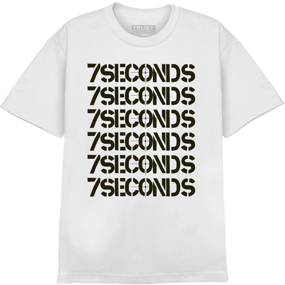 7 Seconds - Black Repeating Logo White T-Shirt