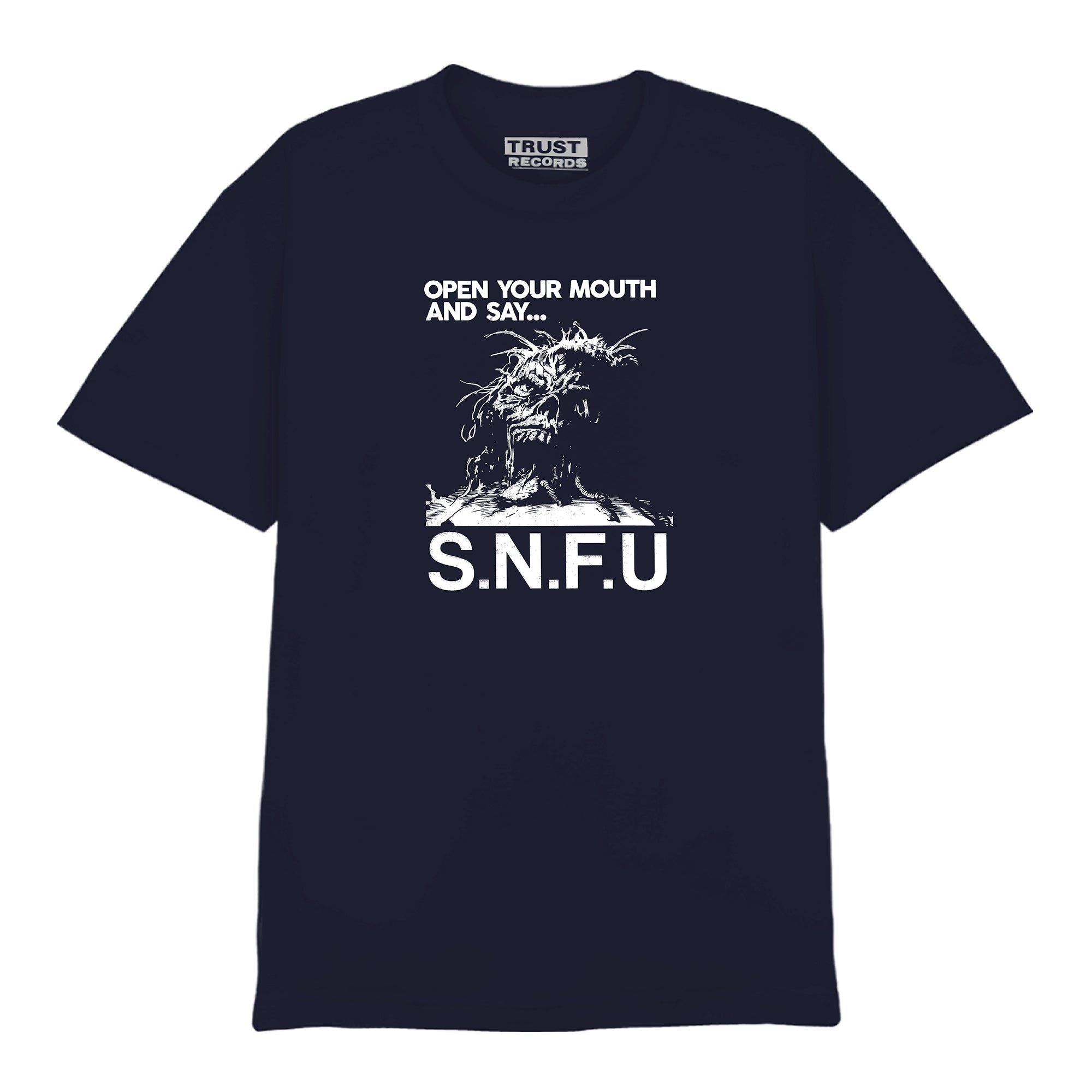 SNFU - Open Your Mouth Navy T-Shirt – Trust Records Company