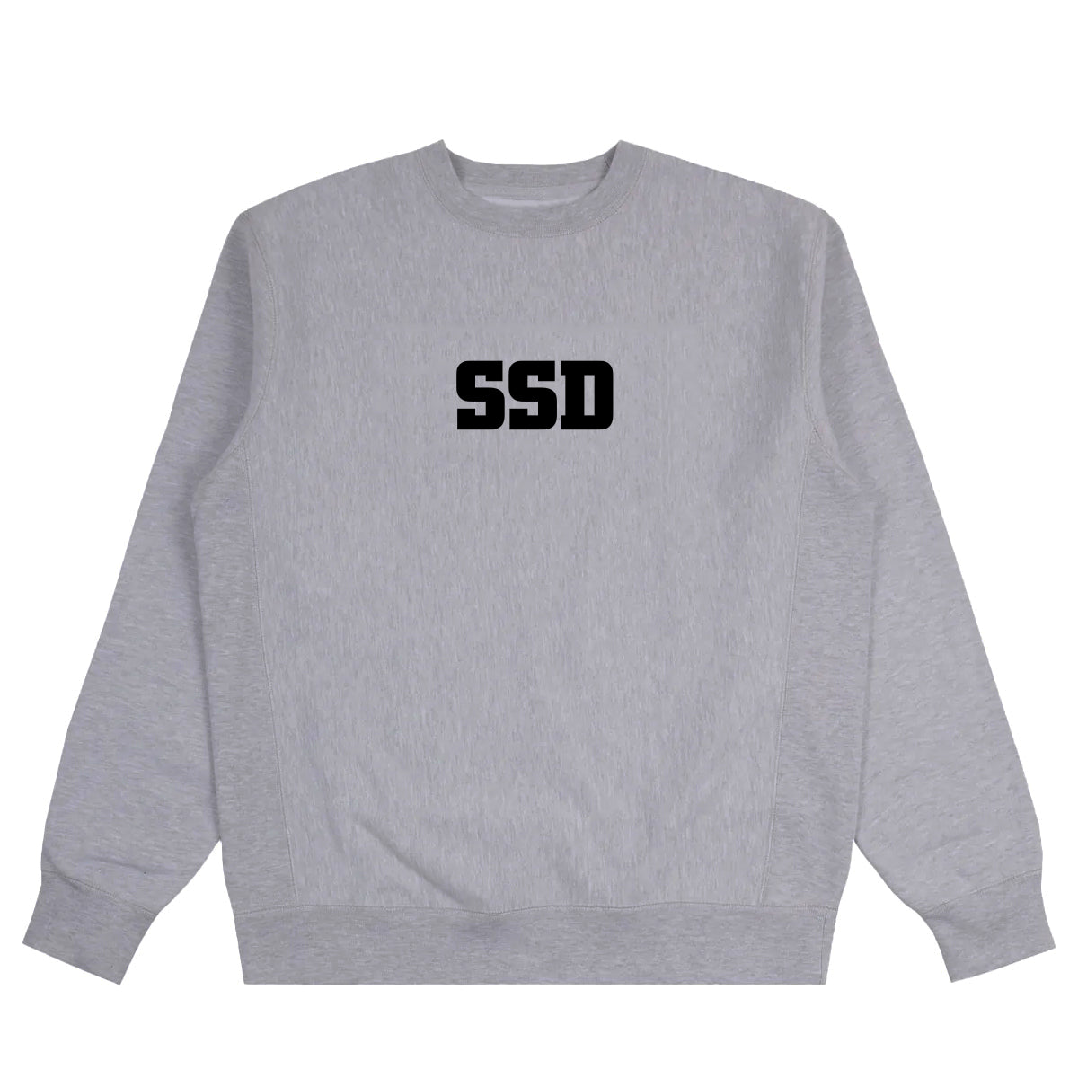 A light gray crewneck sweatshirt from SS Decontrol features bold black SSD lettering printed at the center of the chest.