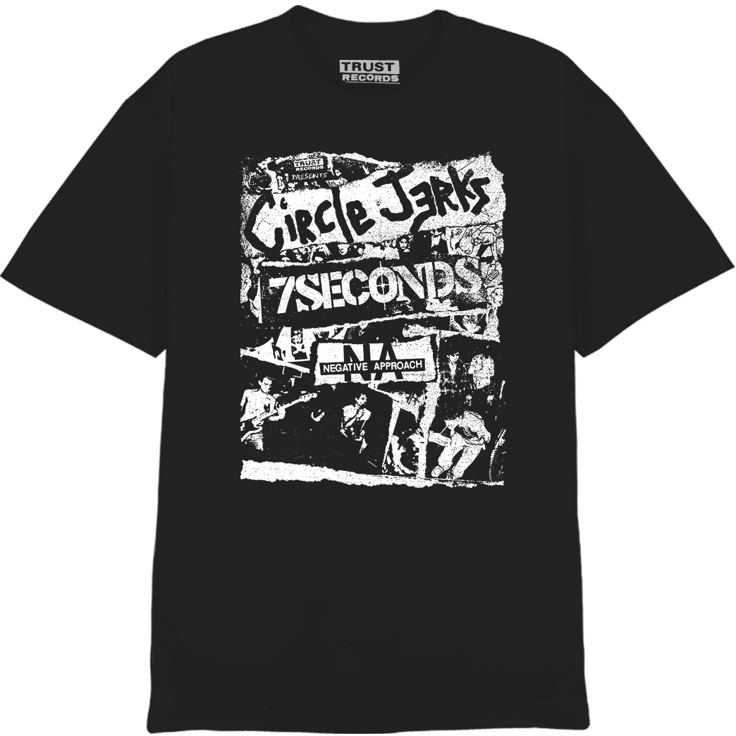 Circle Jerks/7Seconds/Negative Approach Flyer Black T-Shirt