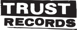 Black and white logo with the words TRUST RECORDS in bold, uppercase, distressed lettering, stacked with TRUST on top and RECORDS below, each in separate black rectangles.