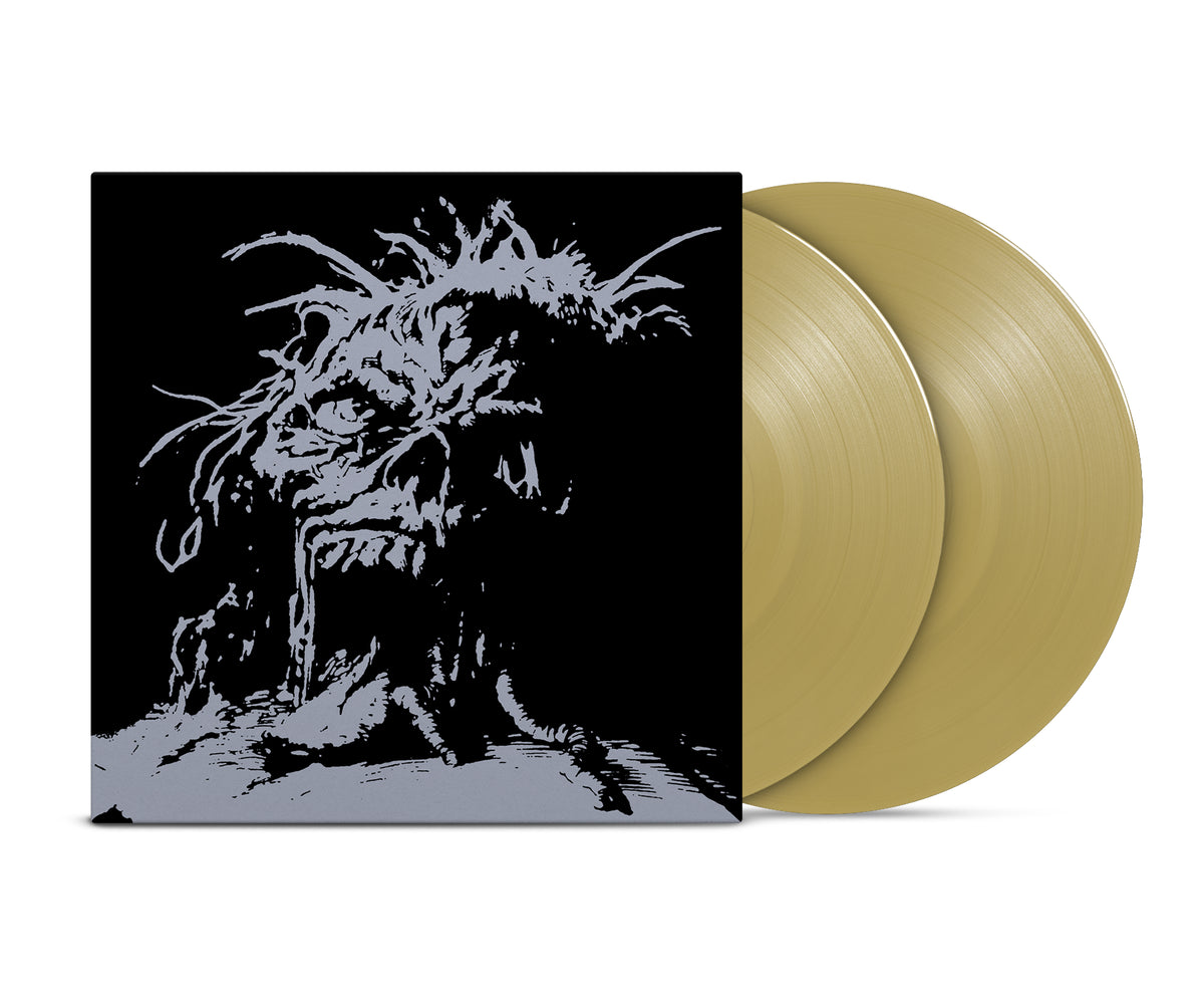 The SNFU limited edition vinyl set includes two gold discs and a black album cover featuring a striking, abstract illustration of a monstrous face with wild hair.