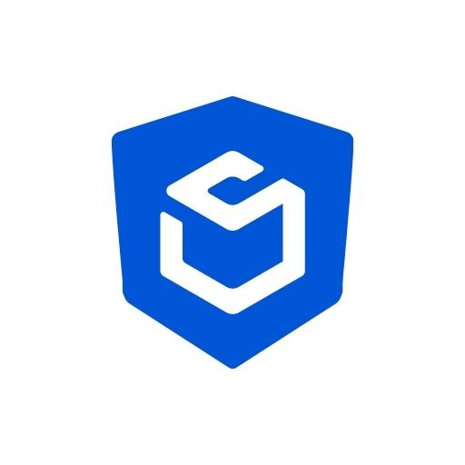 A blue hexagonal shield logo features interlocking white letters G and C at the center, symbolizing ShipAid’s dedication to shipping protection, set on a white background.